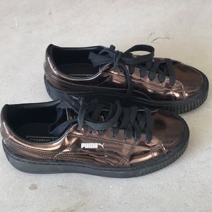 Metallic puma shoes